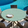 thumbnail image 6 of Round Table Cover 55-60 Inch Mint Green Waterproof Reusable Table Cloth Round Fitted Vinyl Tablecloth with Elastic Edged for Parties Outdoors, Rustic Farmhouse Solid Color, 6 of 9