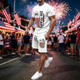 thumbnail image 2 of VeFlora Men's 250 Years USA 2 Piece Outfit Set, Patriotic Graphic T-Shirt + Drawstring Shorts, 4th of July Summer Casual Wear for Daily, Vacation & Party(White/M), 2 of 4