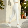 thumbnail image 3 of High Waist Seamless Leggings with Stretchy Compression Fit- Small, Ivory, 3 of 6