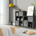 thumbnail image 3 of PetFurnishn Bookshelf with Storage Bin, 6-Cube Storage Organizer, Modern Wood Open Bookcase, Multifunctional Display Shelf for Living Room, Bedroom, Home Office-6 Cube-Matte Black, 3 of 10