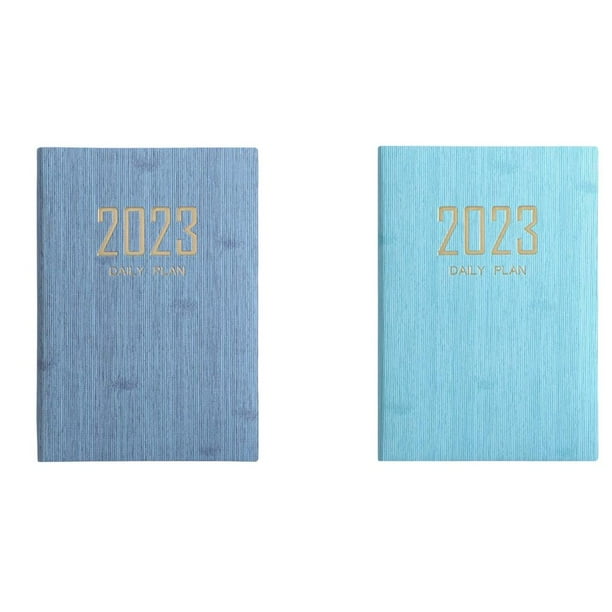 2 piezas Diario A5 Zulema Plan diario 2023 Cuaderno académico de negocios azul claro