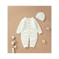 thumbnail image 3 of Qtinghua Newborn Baby Girl Boy Winter Clothes Long Sleeve Knit Sweater Romper Jumpsuit with Hat Outfits White 3-6 Months, 3 of 9
