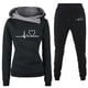 thumbnail image 2 of Gibobby Conjunto de sudadera informal para mujer Conjunto de ropa deportiva informal para mujer Sudadera con capucha y estampado de del corazón Chándal(Negro,M), 2 of 5