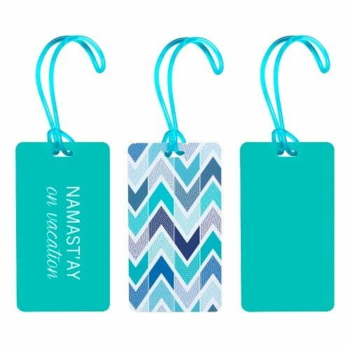 Luggage Tag turquoise-keep calm and travel on- rectangular easy to spot 