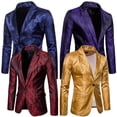 thumbnail image 3 of Faithtur Men's Dark Patterned Palace Style Western Body Fitting Formal One Button Blazer Shape Coat, 3 of 4