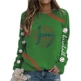 thumbnail image 2 of Holzkary Baseball Sweatshirt for Womens 2025 Round Neck Long Sleeve Top Hoodless Sweatshirt Long Sleeve Comfy Baseball Shirts Softball Crewneck Graphic Pullover Top 2025 Fall Sweatshirts Green M, 2 of 5