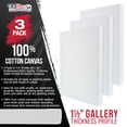 thumbnail image 2 of U.S. Art Supply 24" x 36" Gallery Depth 1-1/2" Profile Stretched Canvas 3-Pack - Acrylic Gesso Triple Primed 12-ounce 100% Cotton Acid-Free Back Stapled, 2 of 7