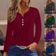 thumbnail image 1 of Sudadera con capucha de lino,Blusa de verano con cuello en V para mujer, túnica informal con botones, manga larga de poliéster, tejido ligero y transpirable, ideal para uso diario, sopatenor, 1 of 8