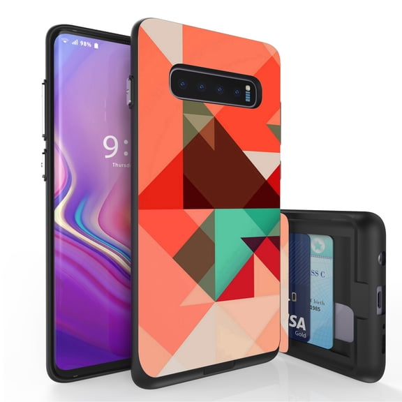 Galaxy S10  Case, Duo Shield Slim Wallet Case   Dual Layer Card Holder For Samsung Galaxy S10  [NOT S10 OR S10e] (Released 2019) Abstract Puzzle