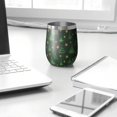 thumbnail image 3 of 12oz Stemless Wine Tumblers Green Christmas Tree and Star Pattern Vacuum Insulated Stainless Steel Travel Tumbler Cups Mug with Lid and Straw for Champaign,Cocktail,Beer with Cleaning Brush, 3 of 5