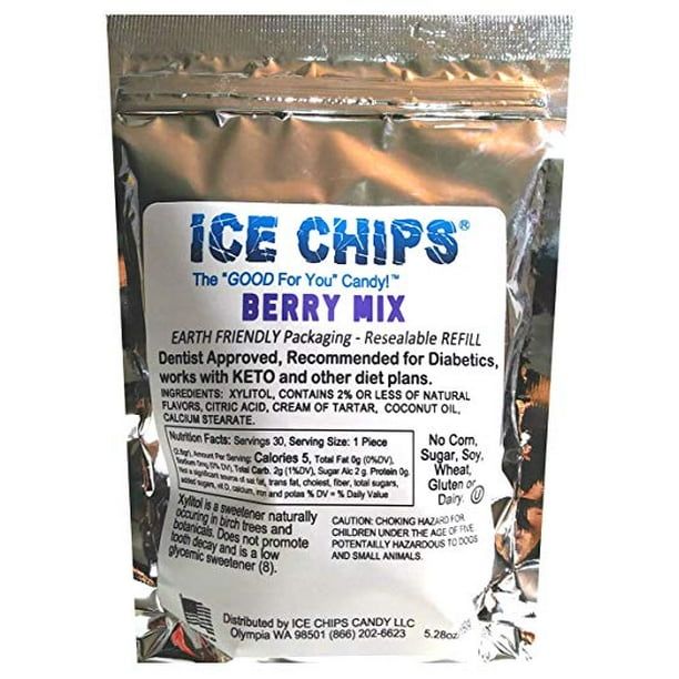 ICE CHIPS Birchwood Xylitol Candy in Large 5.28 oz Resealable Pouch
