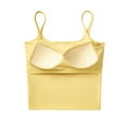 thumbnail image 4 of Brglopf Tank Tops for Women 2025 Built in Bra Spaghetti Strap Summer Camisole Square Neck Slim Fit Ribbed Sleeveless Basic Shirts(Yellow,XL), 4 of 6