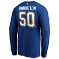 thumbnail image 3 of Men's Jordan Binnington Blue St. Louis Blues Authentic Stack Name & Number Long Sleeve T-Shirt, 3 of 3