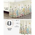 thumbnail image 5 of Spring Flower Bed Skirt King Size 16 Inch Drop, Colorful Floral Leaf Butterfly Dragonfly Beige Adjustable Elastic Dust Ruffles Bedskirt for King Bed Wrap Around Pleated Mattress Frame Cover, 5 of 9
