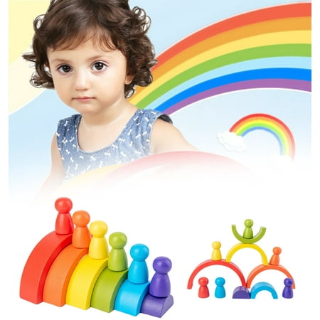 

Colorful Wooden Toys Creative Rainbow Assembling Toy