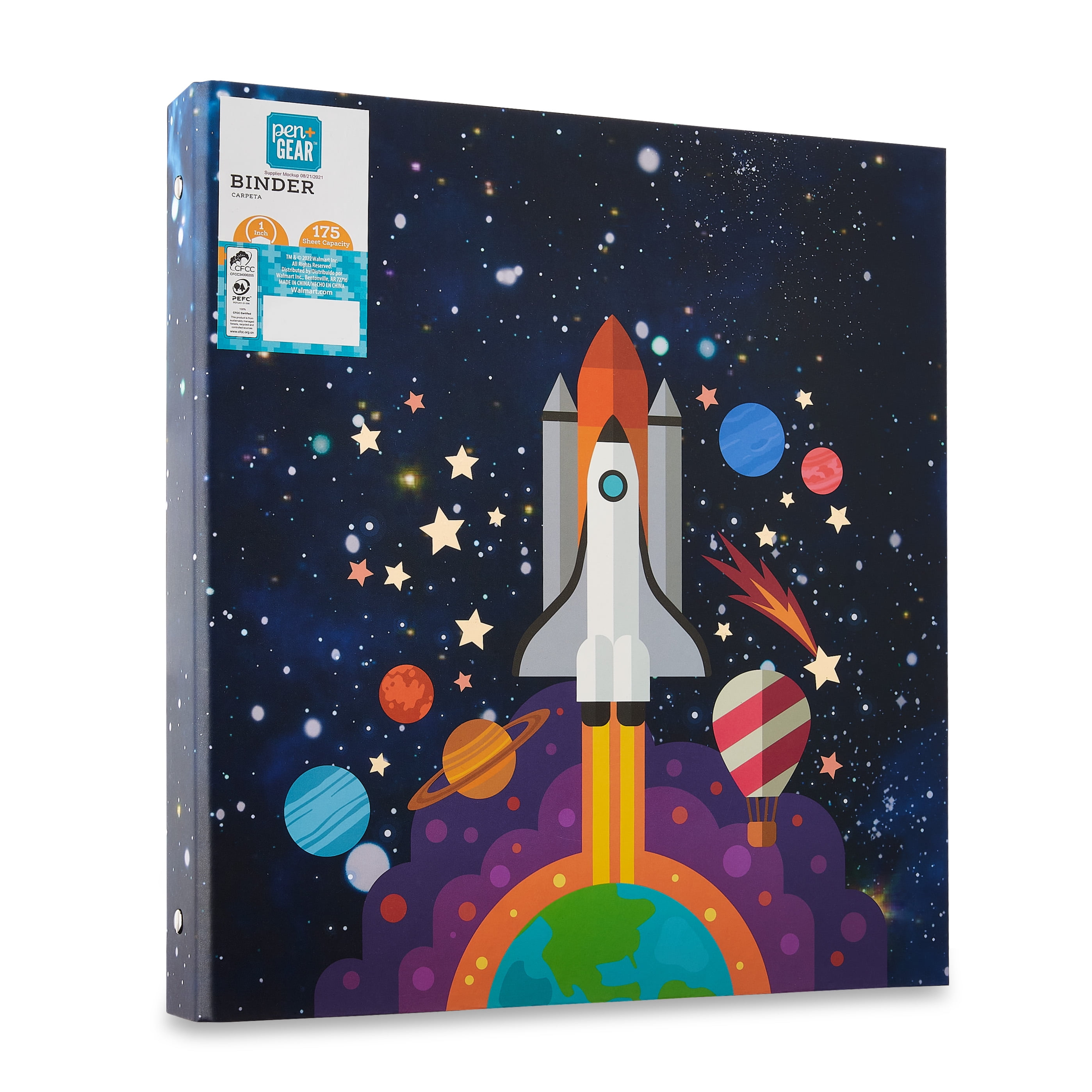 Pen+Gear 3-Ring Fashion Binder, 1' O-Rings, Space