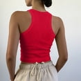 thumbnail image 4 of Women's Solid Color Ribbed Sleeveless Tank Top Red L, 4 of 5