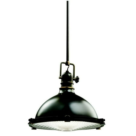 

1 Light Vintage Farmhouse Large Pendant Light Light with Fresnel Lens Glass-Olde Bronze Finish Bailey Street Home 147-Bel-551520