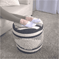 thumbnail image 3 of JERFIT Handcrafted Diamond Pattern Pouf Ottoman, Dark Blue Fabric Footstool for Living Room, Accent Seating, 3 of 6