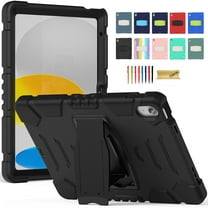 Dteck Case for ipad 10th Generation 10.9 inch 2022, Heavy Duty Shockproof Rugged Protective Cover with Built-in Stand for 10.9" iPad 10th Gen,Black