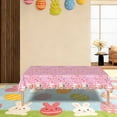 thumbnail image 2 of Bfogop Easter Tablecloth Happy Easter Bunny Table Cover, Disposable Plastic Rectangle Flower Colorful Eggs Table Cloth for Spring Day Party Supplies Favors, 54 x 108 Inch, 2 of 5