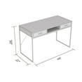 thumbnail image 2 of Safdie & Co. Computer Desk Dark Taupe 2 Drawers 1 Shelf Black Metal, 2 of 3