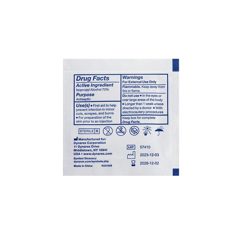 Dynarex 1113 Latex Free Sterile Alcohol Preparation Pad, 4.2 Pound (Case of 2000)