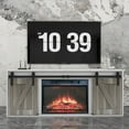 HIUU 58 inches TV Stand with Fireplace,Grey Barn Door TV Stand with Storage,Modern Entertainment