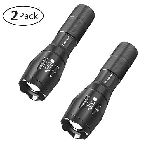 3 Pack Ultra-Bright Flashlights 5 Light Modes for Indoor and Outdoor,Camping,Emergency,Hiking Portable 2000 Lumens XML-T6 LED Tactical Flashlight Zoomable Adjustable Focus IP65 Water-Resistant