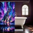 thumbnail image 3 of Manfei Wild T-Rex Animals Shower Curtain 72Wx72L,Retro Starry Sky Aurora Bathroom Curtain,Blue Pink, 3 of 5