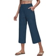 thumbnail image 4 of CHEEREAM Baggy Capri Pants For Womens Athletic Straight Wide Leg Waisted Pull On Youth Sweat Trousers With Pockets Summer Sport Bottom, 4 of 7