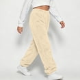thumbnail image 6 of Nilvkv Girls Lounge Pants, Girls Sweatpants, Fleece Lined Joggers with Cuffed Legs and Elastic Waist Designed for Cozy Winter Warmth Beige 7-8 Years, 6 of 8
