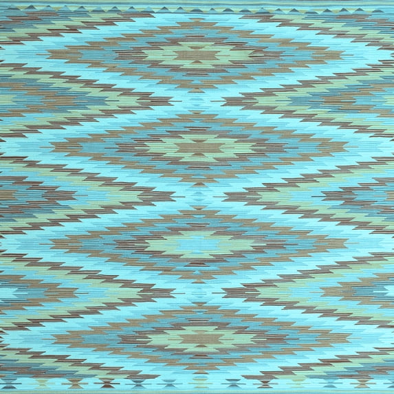 Ahgly Company Indoor Square Southwestern Light Blue Country Area Rugs, 8' Square