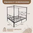thumbnail image 3 of Leumius Queen Metal Canopy Bed Frame,Platform Bed Frame Queen with X Shaped Frame,Black, 3 of 7
