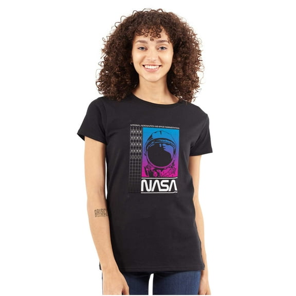 Vaporwave NASA Worm Logo Astronaut Women's T Shirt Ladies Tee Brisco Brands S