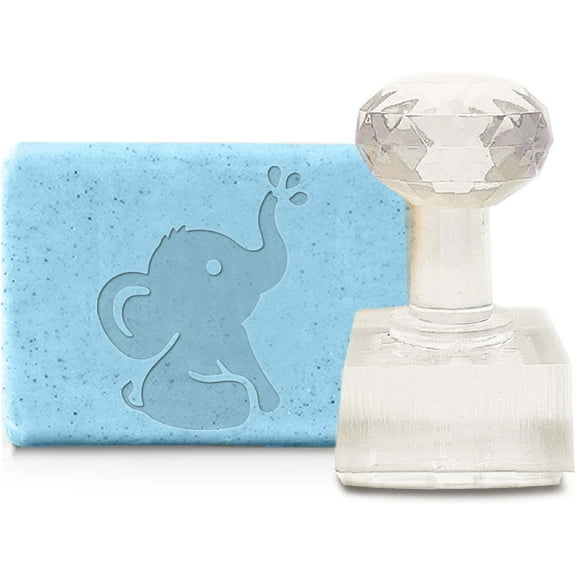 Elephant Soap Stamp Handmade Acrylic Soap Stamp Animal Embossing Stamp Soap Chapter Imprint Stamp for Handmade Soap Cookie Clay Pottery DIY Shower Gift