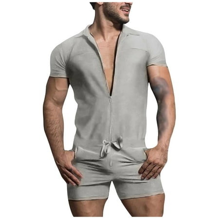 

Clearance! MIARHB Men s Solid Color Pajamas Gray XXXXXL