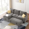 thumbnail image 2 of Living Room Sectional Sleeper Sofa, SEGMART 82.5'' Reversible Pull Out Sectional Storage Sofa Bed with 6 Side Pockets, Polyester L-Shaped Corner 3-Seat Couch with Storage Chaise, 250lbs, Gray, S8289, 2 of 9