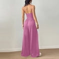 thumbnail image 6 of JULMCOMO Jumpsuits for Women Scoop Neck Spaghetti Strap Casual Rompers High Waisted Wide Leg Summer Loose Fit Overalls with Pockets Pink 2XL, 6 of 6