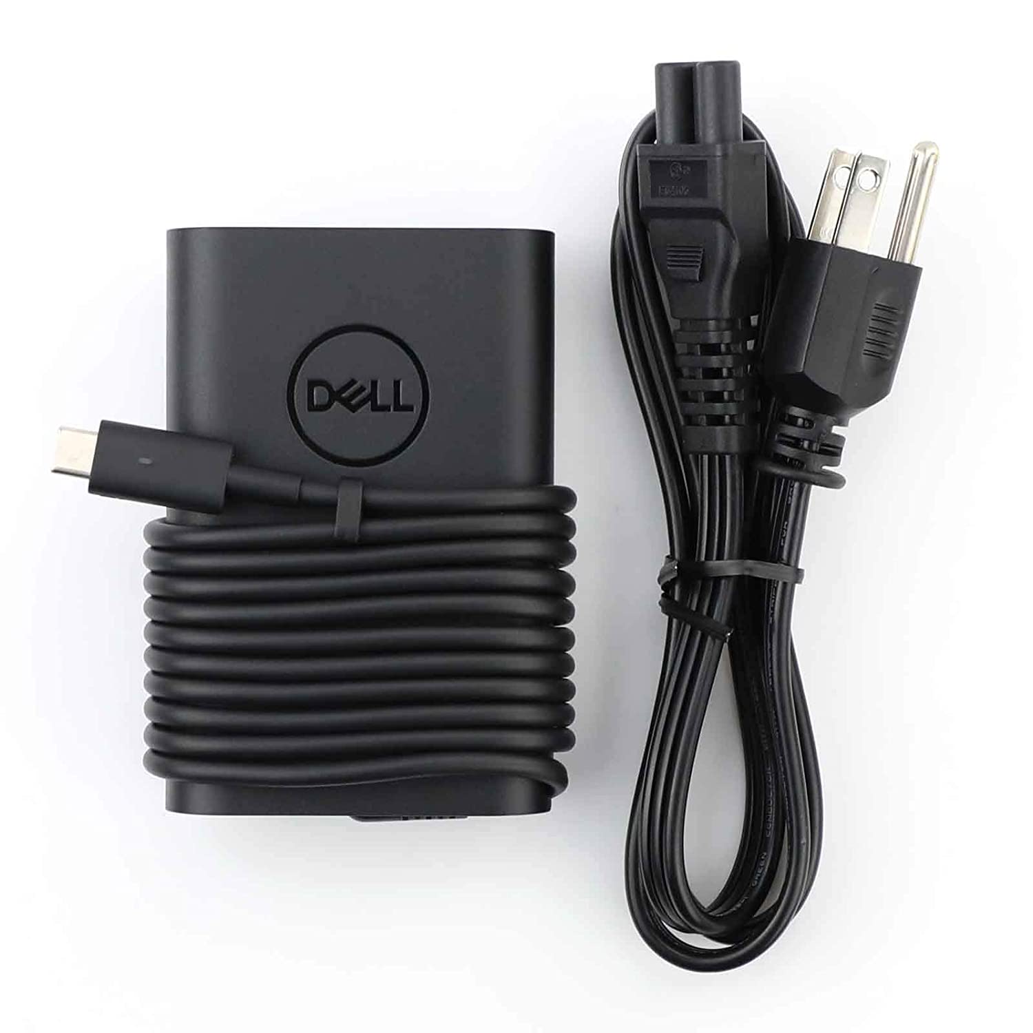 New Dell Laptop Charger 65W(Watt) AC Power Adapter With Type c(USB-C/USBC) Tip Include Power Cord For XPS 12, 9250 XPS 13 9350 9360 9365 9370 9380, Latitude 7370 7280 7480 5480 7275 5290 7490 - image 1 of 6