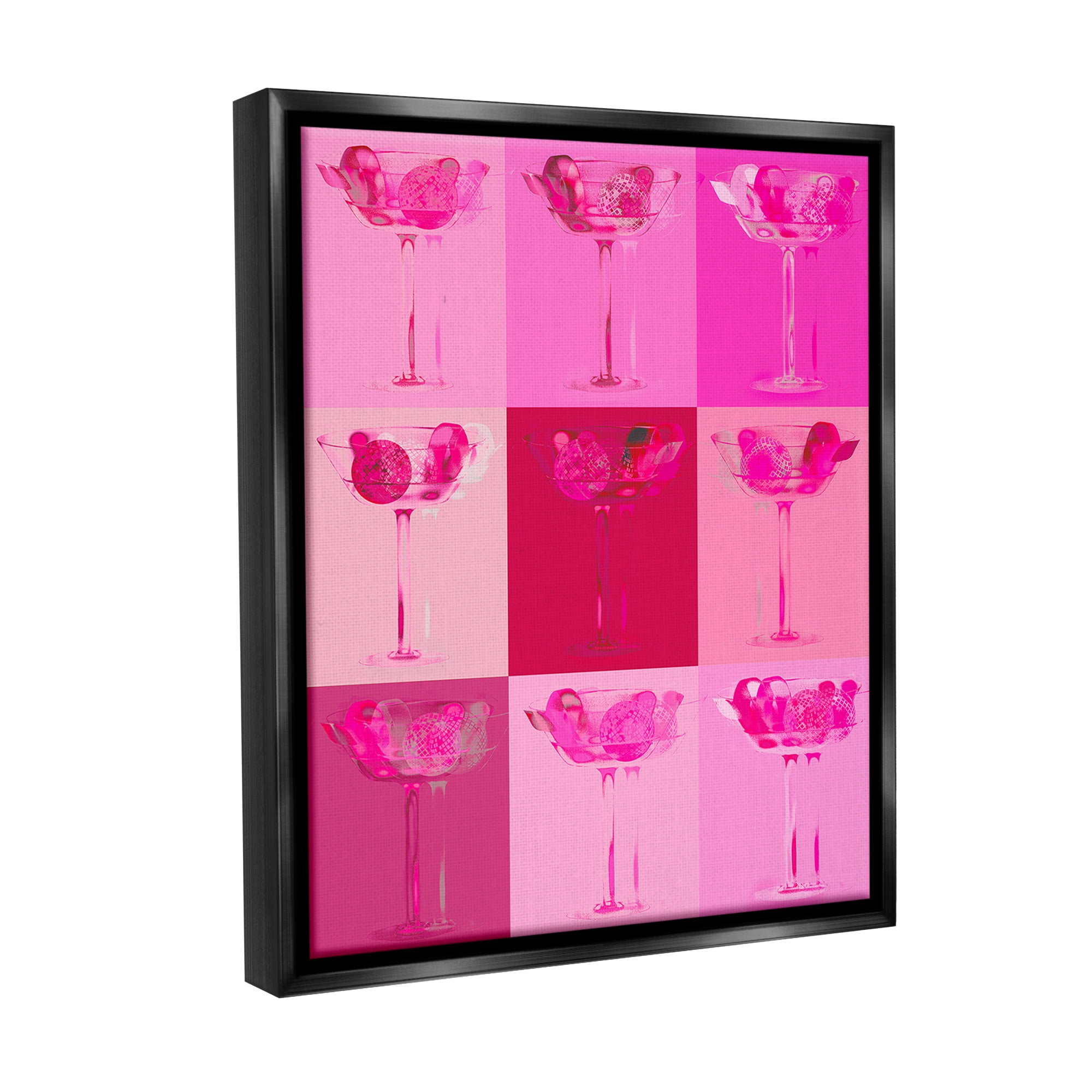 Stupell Industries Pink Abstract Drinks Food & Beverage Painting Black Floater Framed Canvas Art Print Wall Art, 17 x 21