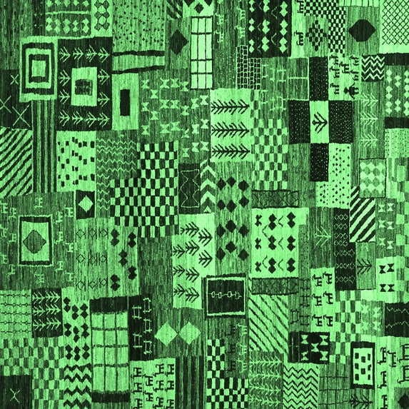 Ahgly Company Indoor Square Abstract Emerald Green Contemporary Area Rugs, 8' Square