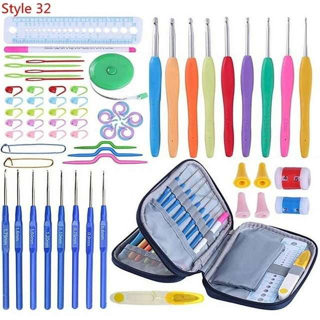 36 Styles Crochet Hooks Set Knitting With Yarn Weave Knitting Needles Hook Kit Sewing Tools Gauge Scissors Knit with Storage Bag