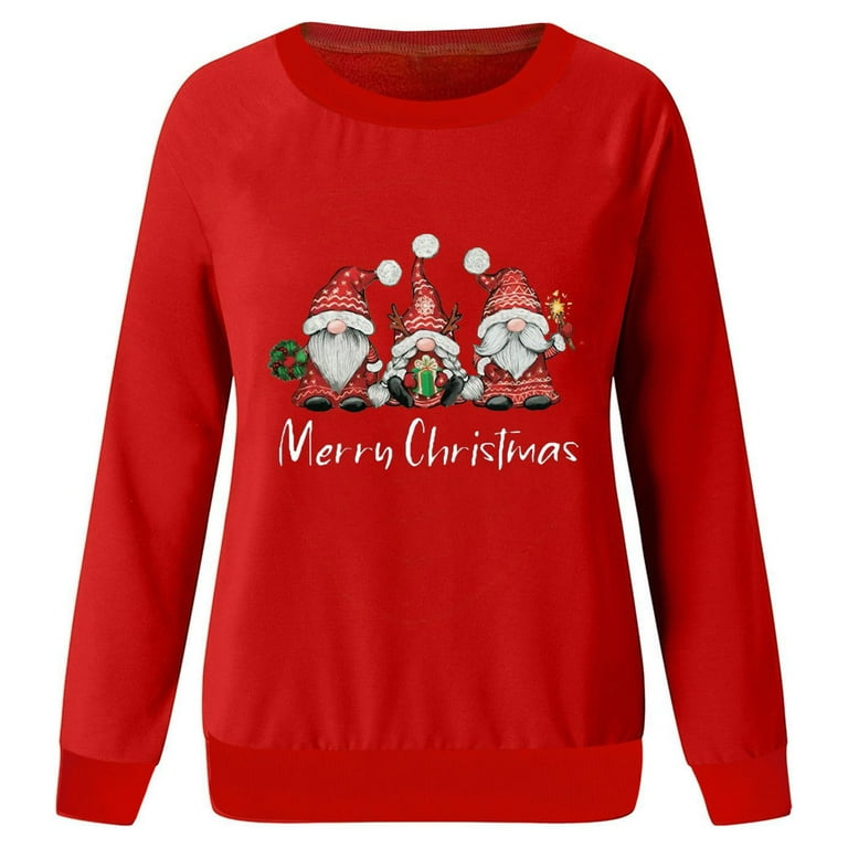  Merry Christmas Sweatshirts for Women 2022 Ugly Xmas Graphic  Tees Dressy Casual Long Sleeve Loose Fit Pullover Tops : Sports & Outdoors