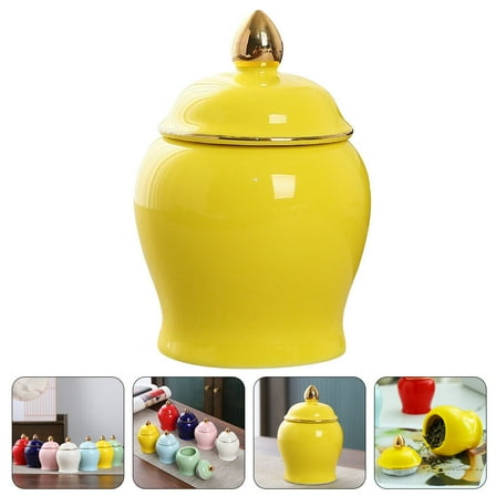 NICEXMAS Nicexmas Yellow Ceramic Tea Canister for Home Use with Sealing Lid