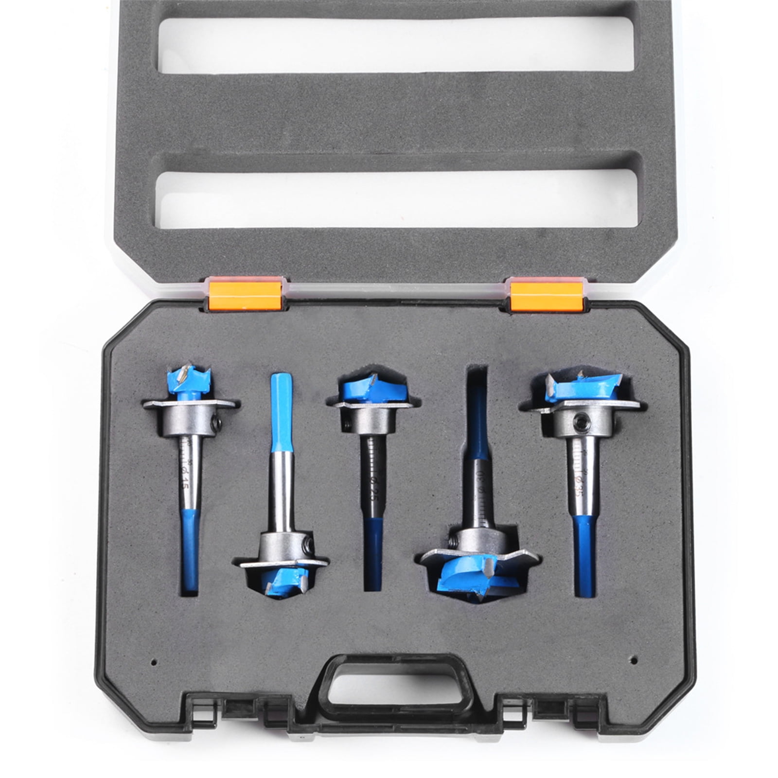 5Pcs Forstner Drill Bit Set With Adjustable Depth Hexagonal Shank For Woodworking Hinge Installation 15-35mm