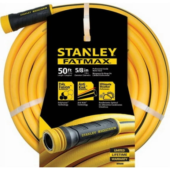 5/8" x 50' Stanley Fatmax Self Straightening Garden Hose Titanium Co, Each
