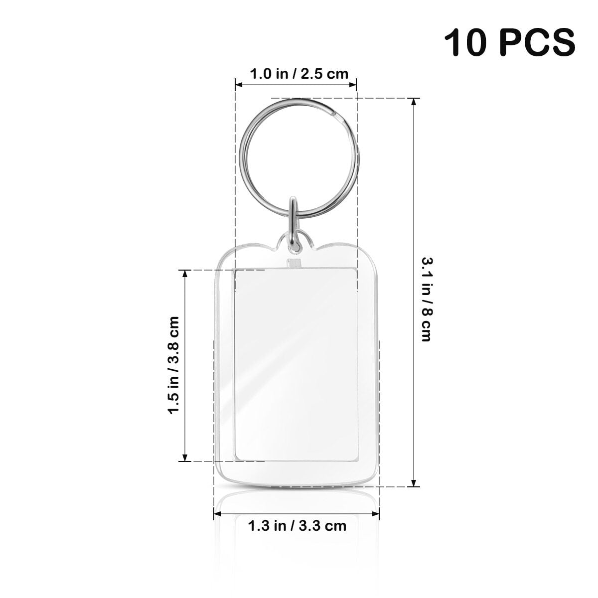 SEWOART 10-Pack Transparent Photo Insert Keychains Metal Key Gifts for Friends Keys