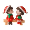 thumbnail image 4 of 2Pcs Christmas Couple Figurines Miniature Figurine Art Bonsai Decor Romantic Christmas Miniature Ornament for Micro Landscape sitting, 4 of 7
