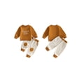 thumbnail image 2 of BemeyourBBs Toddler Baby Boy Thanksgiving Outfit Homemade Rolls Baby Outfit Fall Winter Clothes Long Sleeve Letters Crewneck Sweatshirt Tops with Plaid Pockets Long Pants Set, 2 of 9